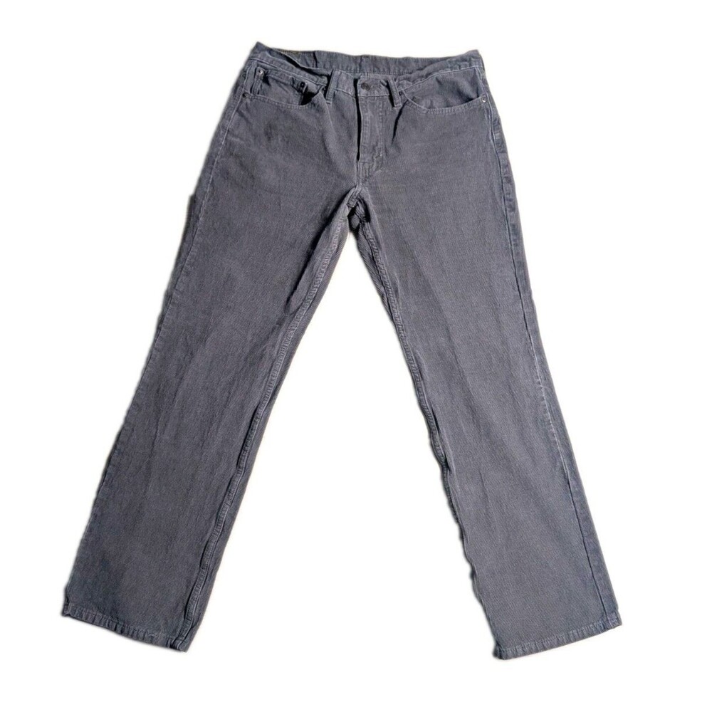 Levi's 514 Straight Leg Corduroy Pants Men 34x32 Gray Corduroy Charcoal Jeans